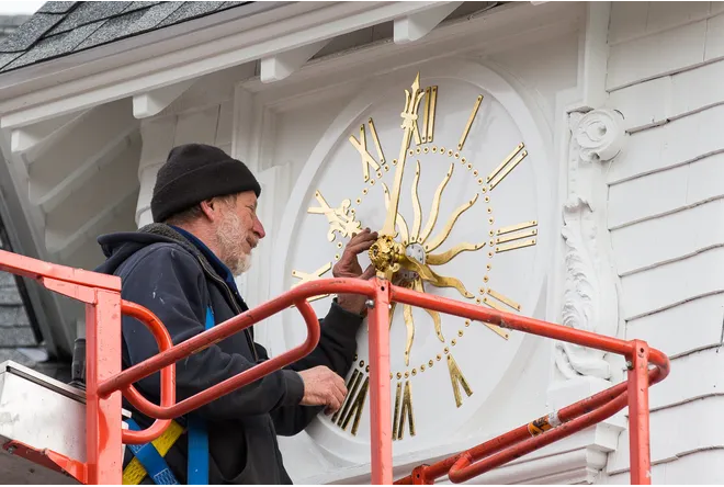 David Graf, historical clock restoration expert. Photograph courtesy Seacoast Online. Photo by Matt Parker.